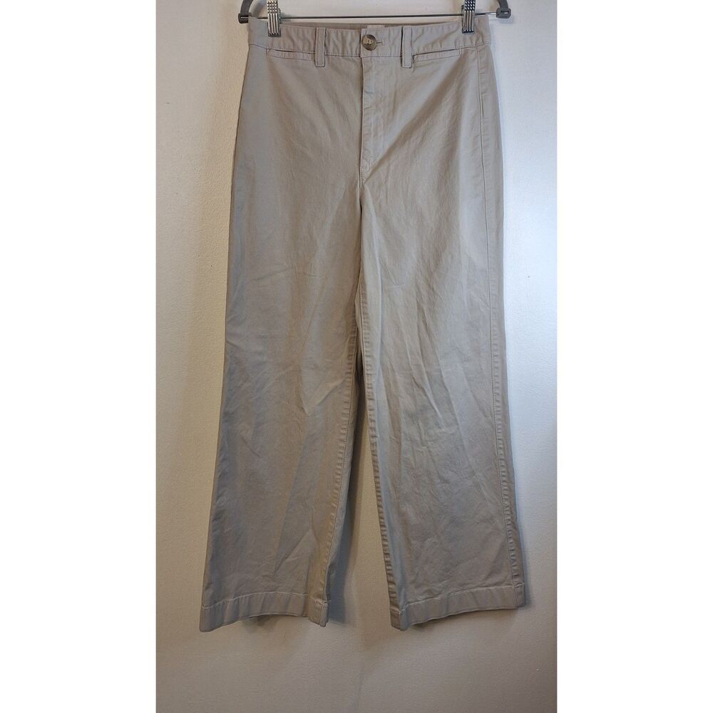 GAP Y2K 90'S CREAM HIGH RISE STRIDE WIDE LEG ANKLE KHAKI TRENDY PANTS WOMEN 6